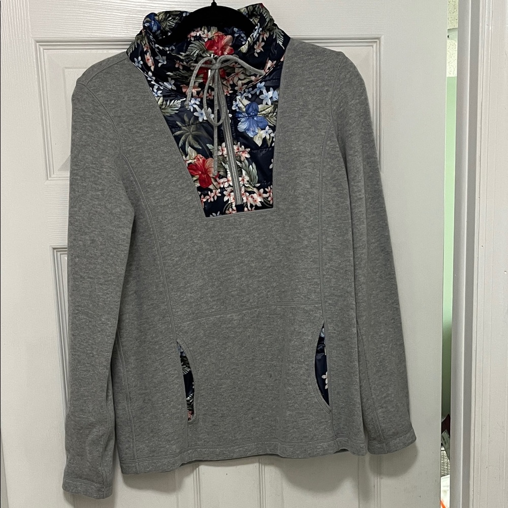 Tommy Bahama Gray Floral Cowl Neck Sweater